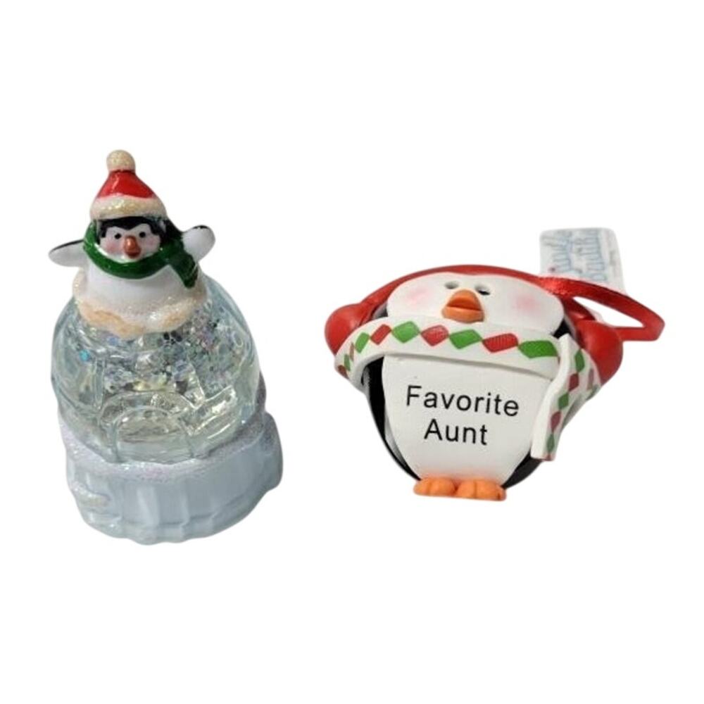 🐧Jingle Buddies Favorite Aunt Penguin Ornament Lot Vintage Retro Xmas Decor Set